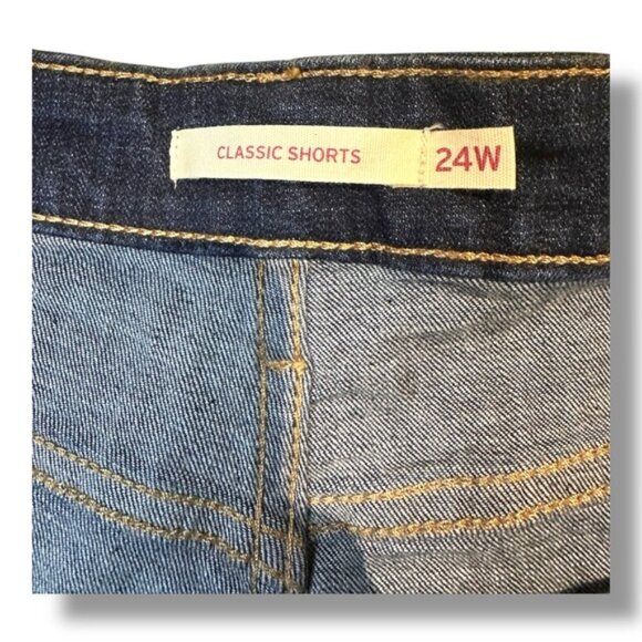 🆕 NWT Women’s 24w Levi’s Mid Length High Rise Classic Shorts Dark Wash - Picture 6 of 11